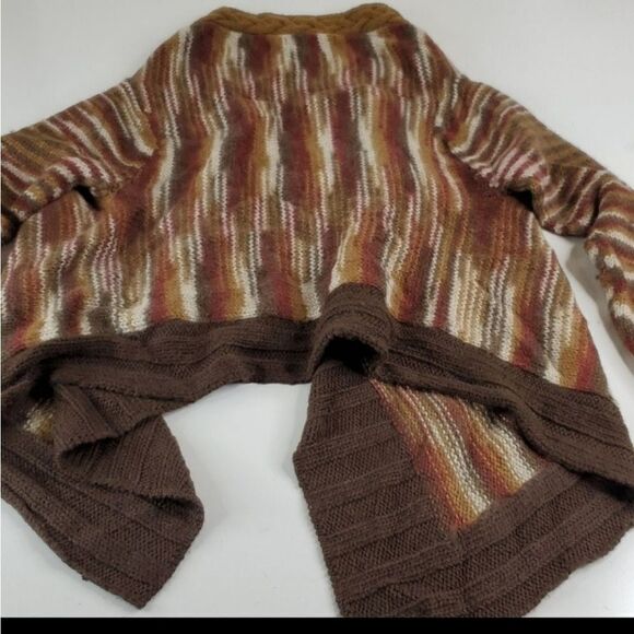 PERU PERUVIAN BEYOND THREADS OPEN TAN BROWN SUPER SOFT CARDI CARDIGAN SWEATER - Picture 7 of 7